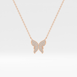 0.094 TCW Round Lab Grown Diamond Butterfly Necklace