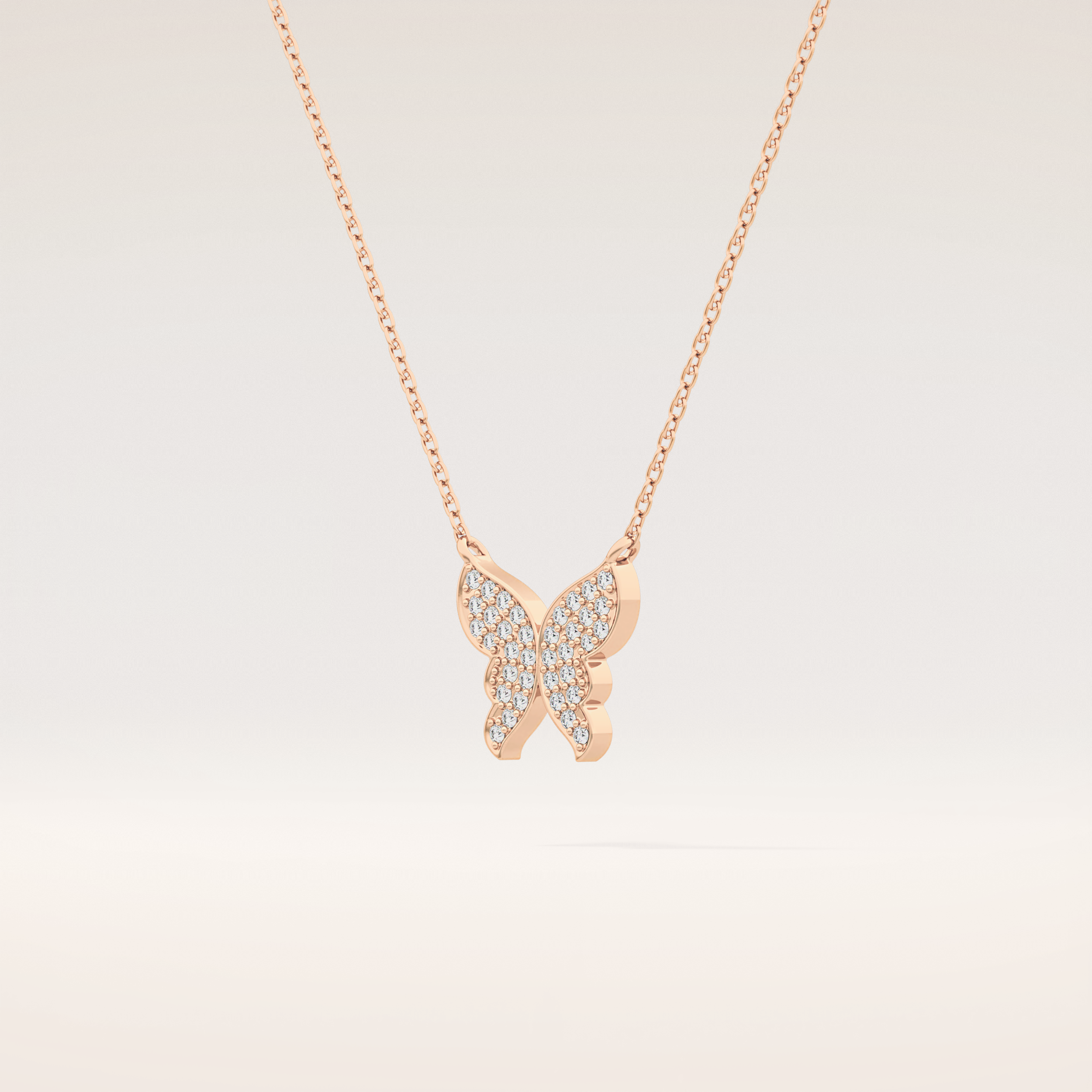0.094 TCW Round Cut Moissanite Butterfly Necklace