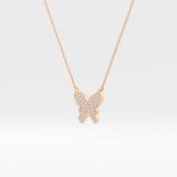 0.094 TCW Round Lab Grown Diamond Butterfly Necklace