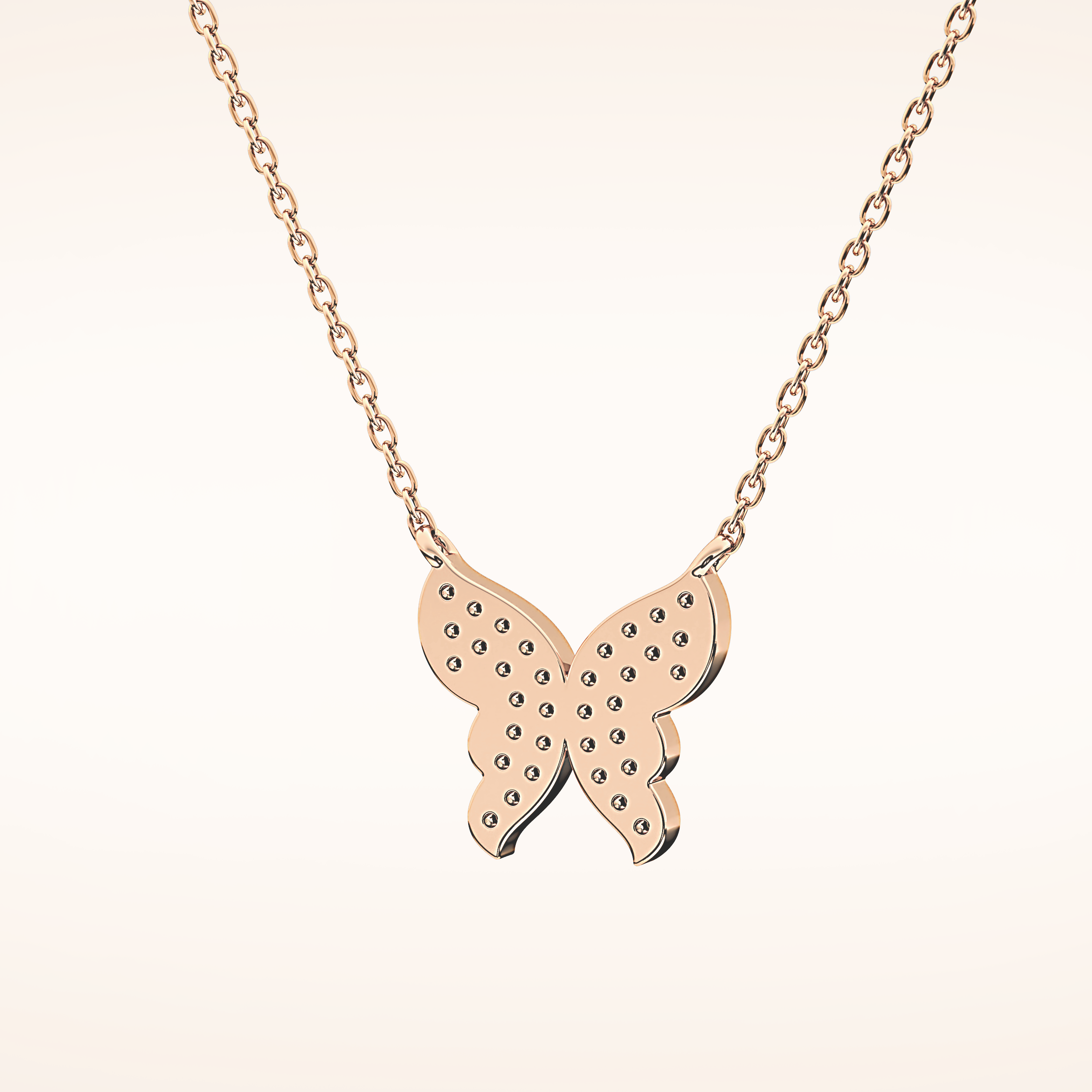 0.094 TCW Round Cut Moissanite Butterfly Necklace