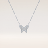 0.094 TCW Round Cut Moissanite Butterfly Necklace
