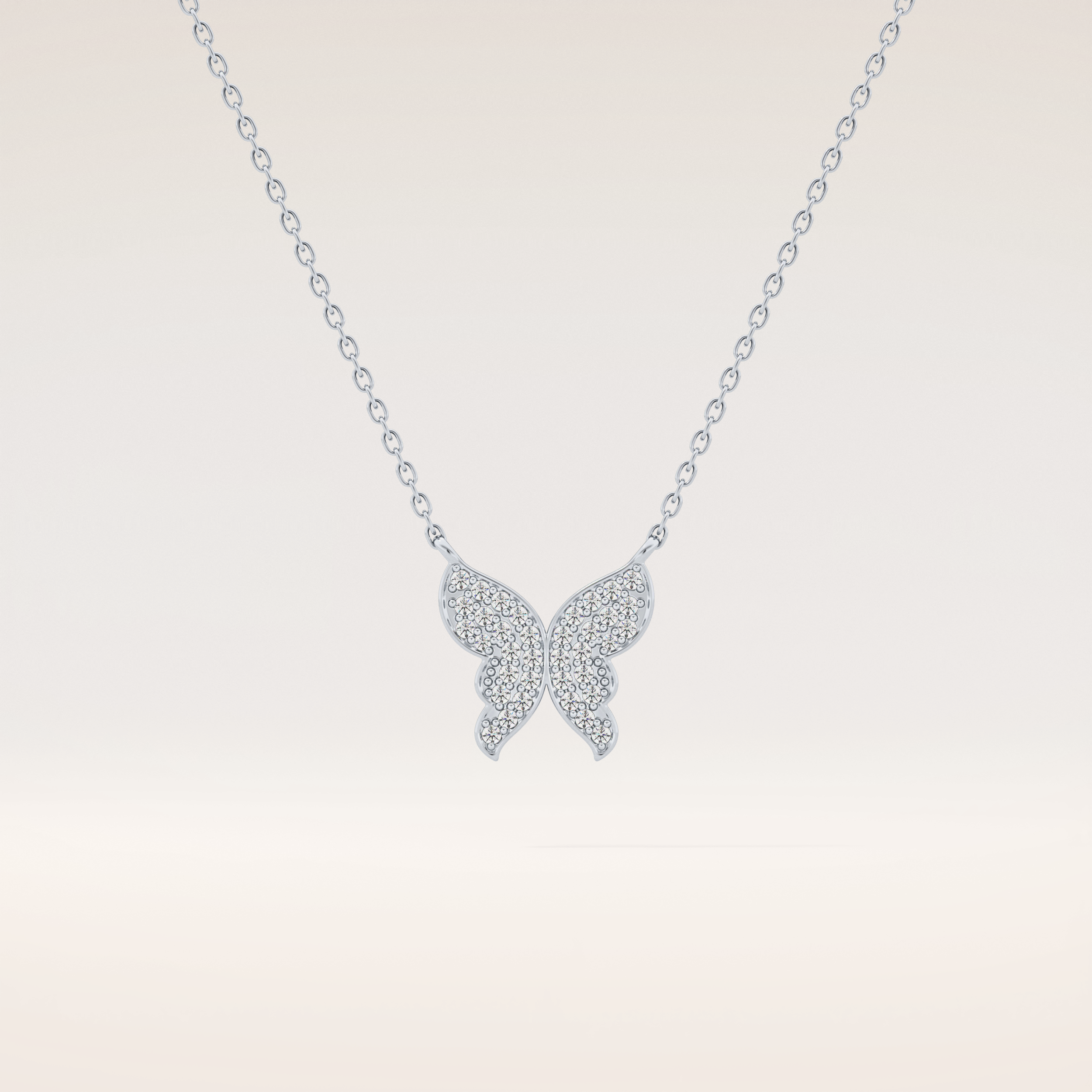 0.094 TCW Round Cut Moissanite Butterfly Necklace