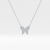 0.094 TCW Round Lab Grown Diamond Butterfly Necklace