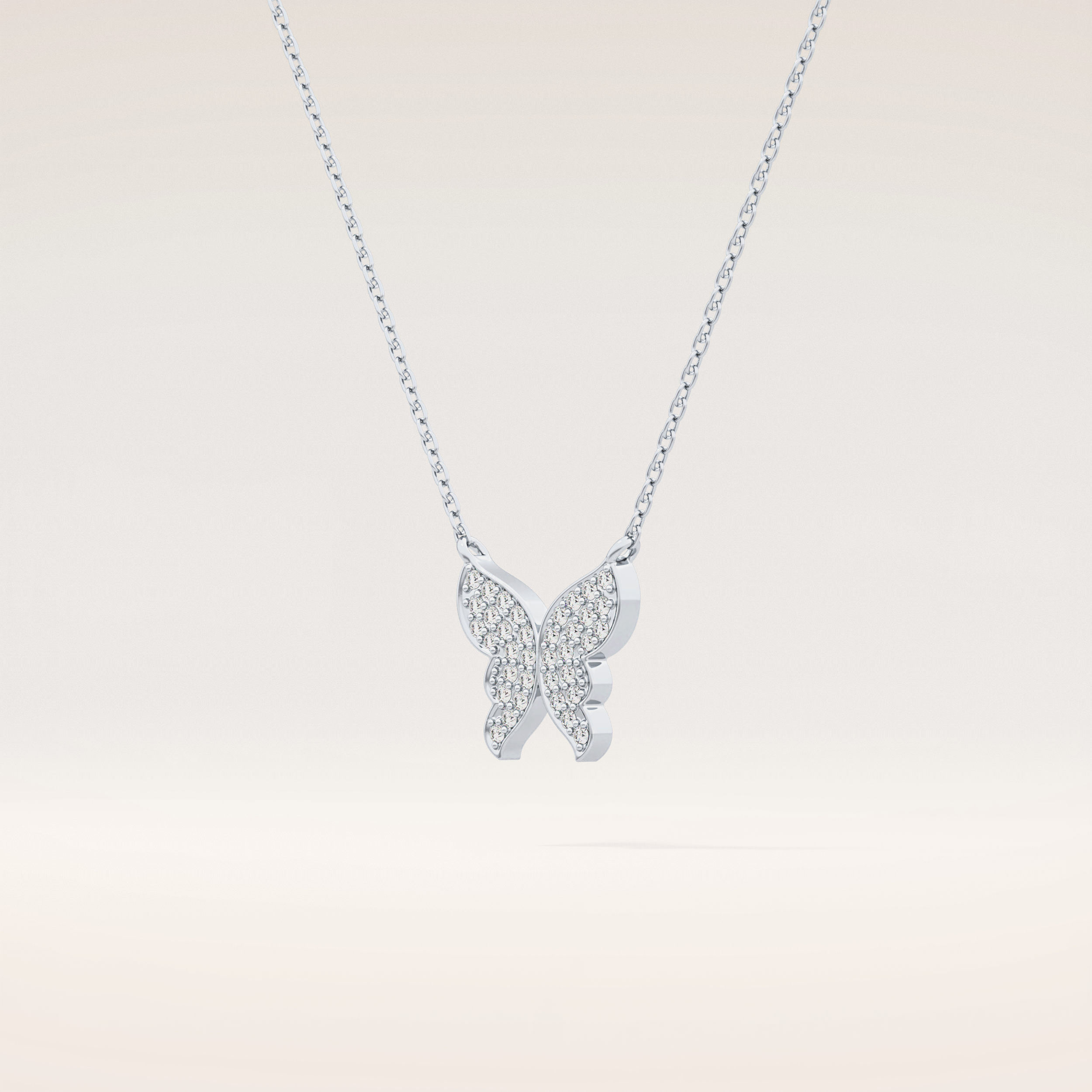 0.094 TCW Round Cut Moissanite Butterfly Necklace