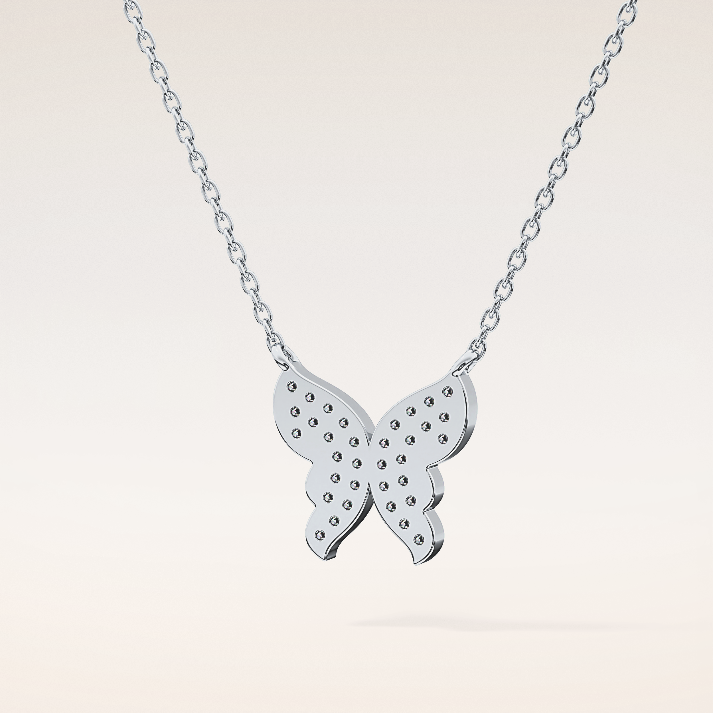 0.094 TCW Round Cut Moissanite Butterfly Necklace