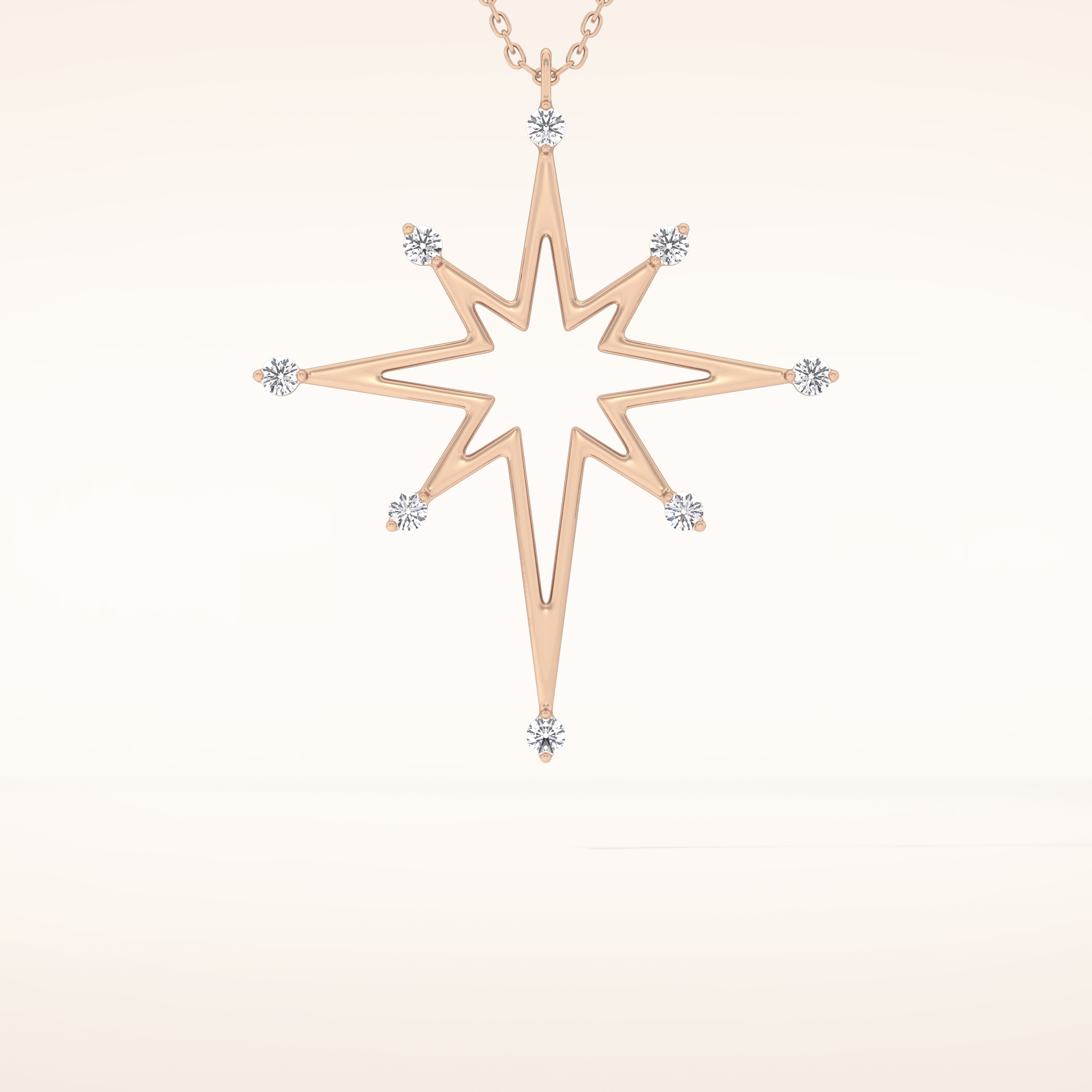 0.17 TCW Round Cut Moissanite Star Necklace