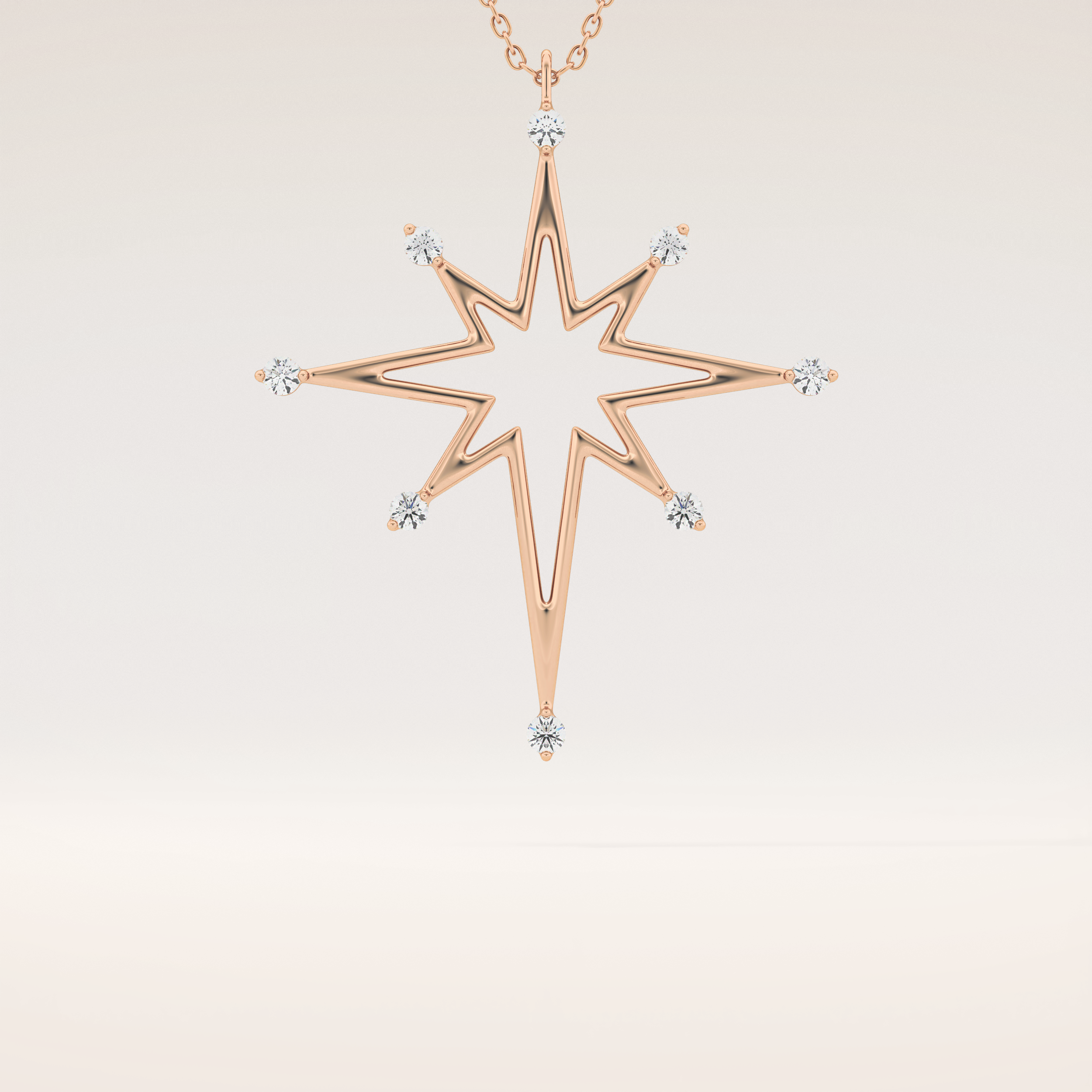 0.17 TCW Round Cut Moissanite Star Necklace