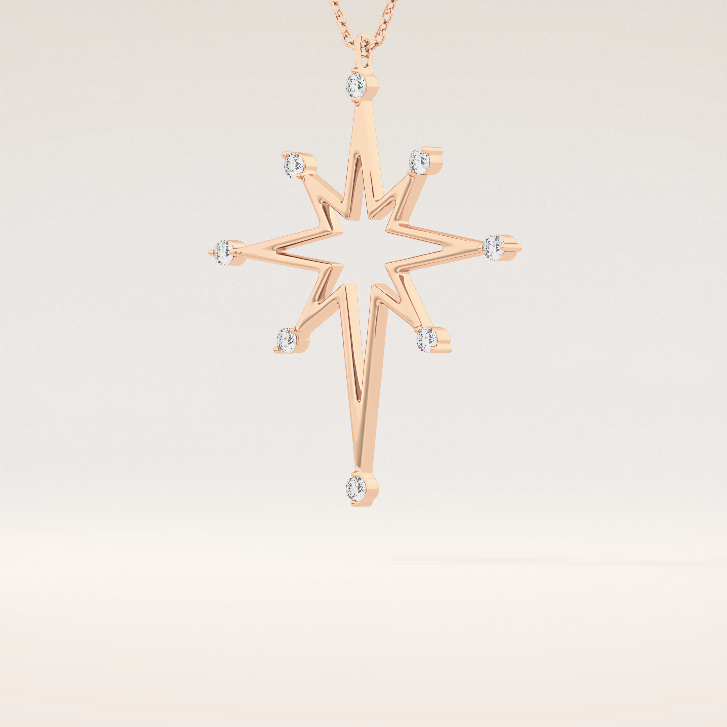 0.17 TCW Round Cut Moissanite Star Necklace
