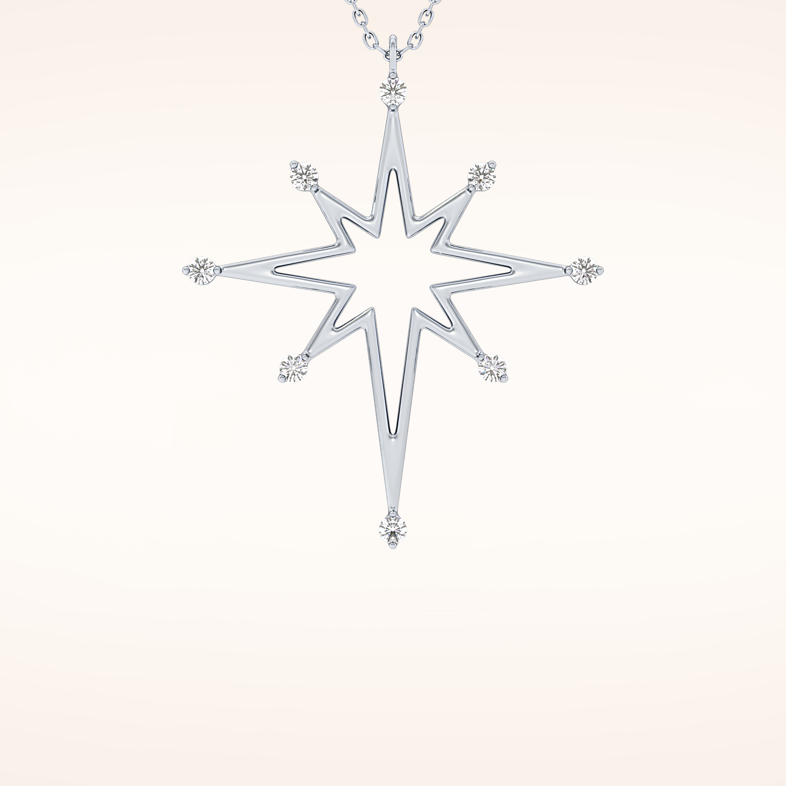 0.17 TCW Round Cut Moissanite Star Necklace