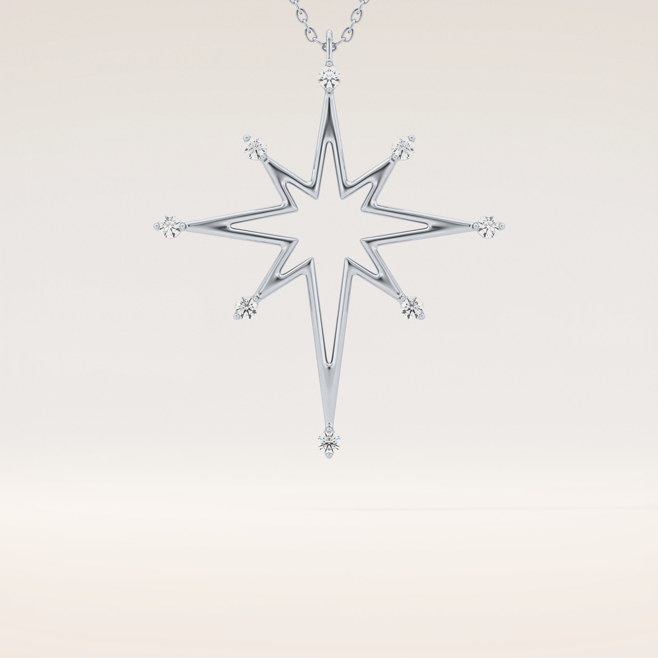 0.17 TCW Round Cut Moissanite Star Necklace