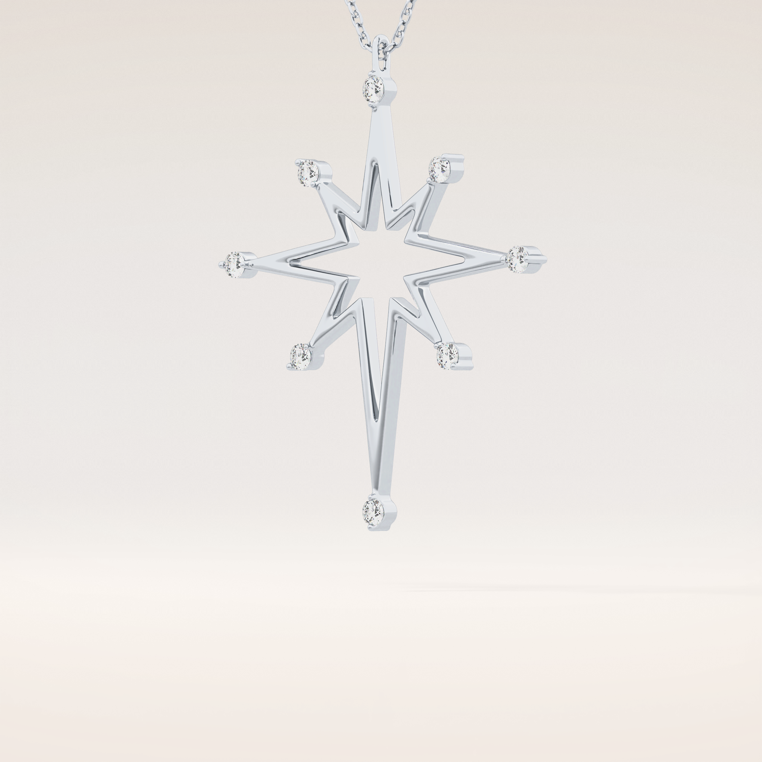 0.17 TCW Round Cut Moissanite Star Necklace