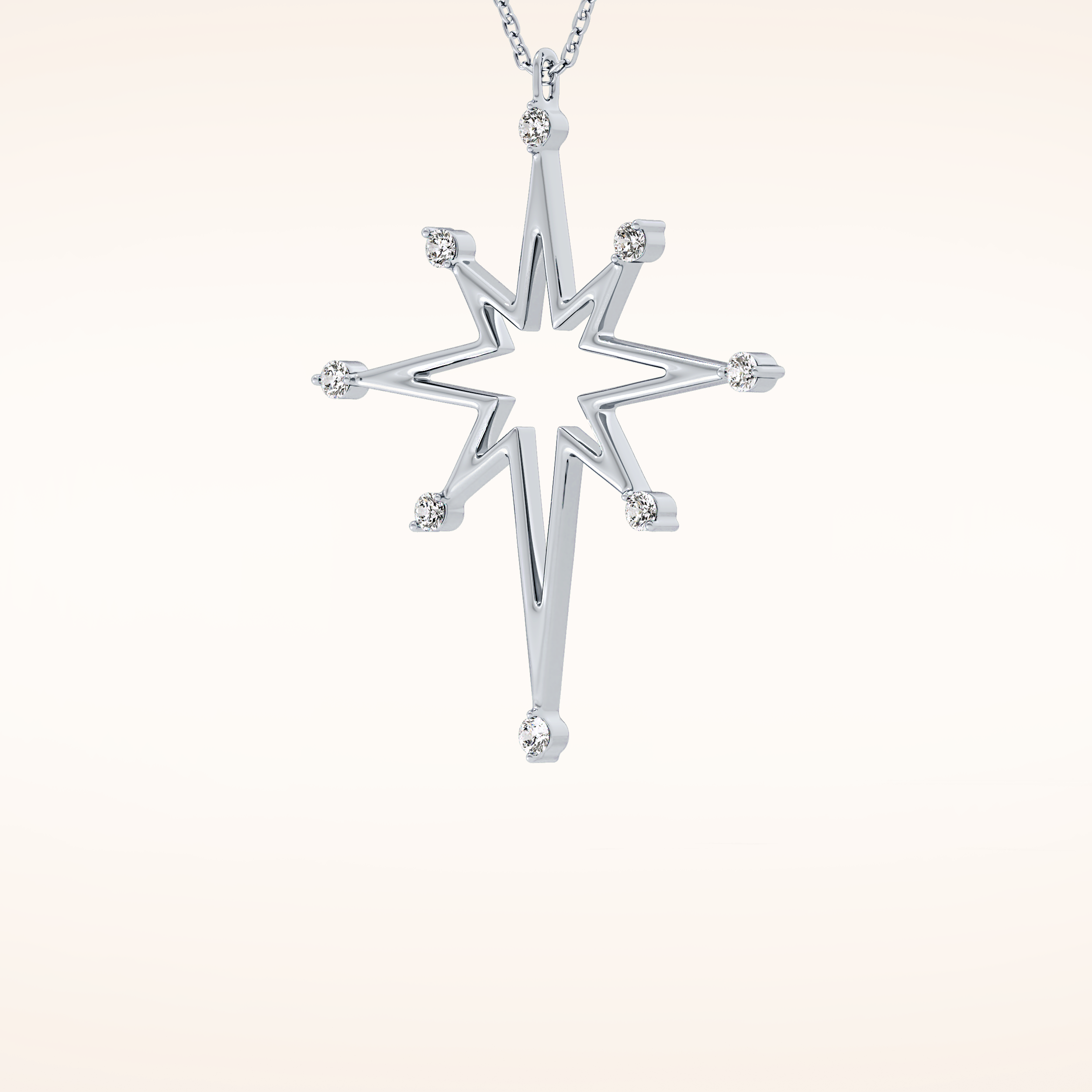 0.17 TCW Round Cut Moissanite Star Necklace