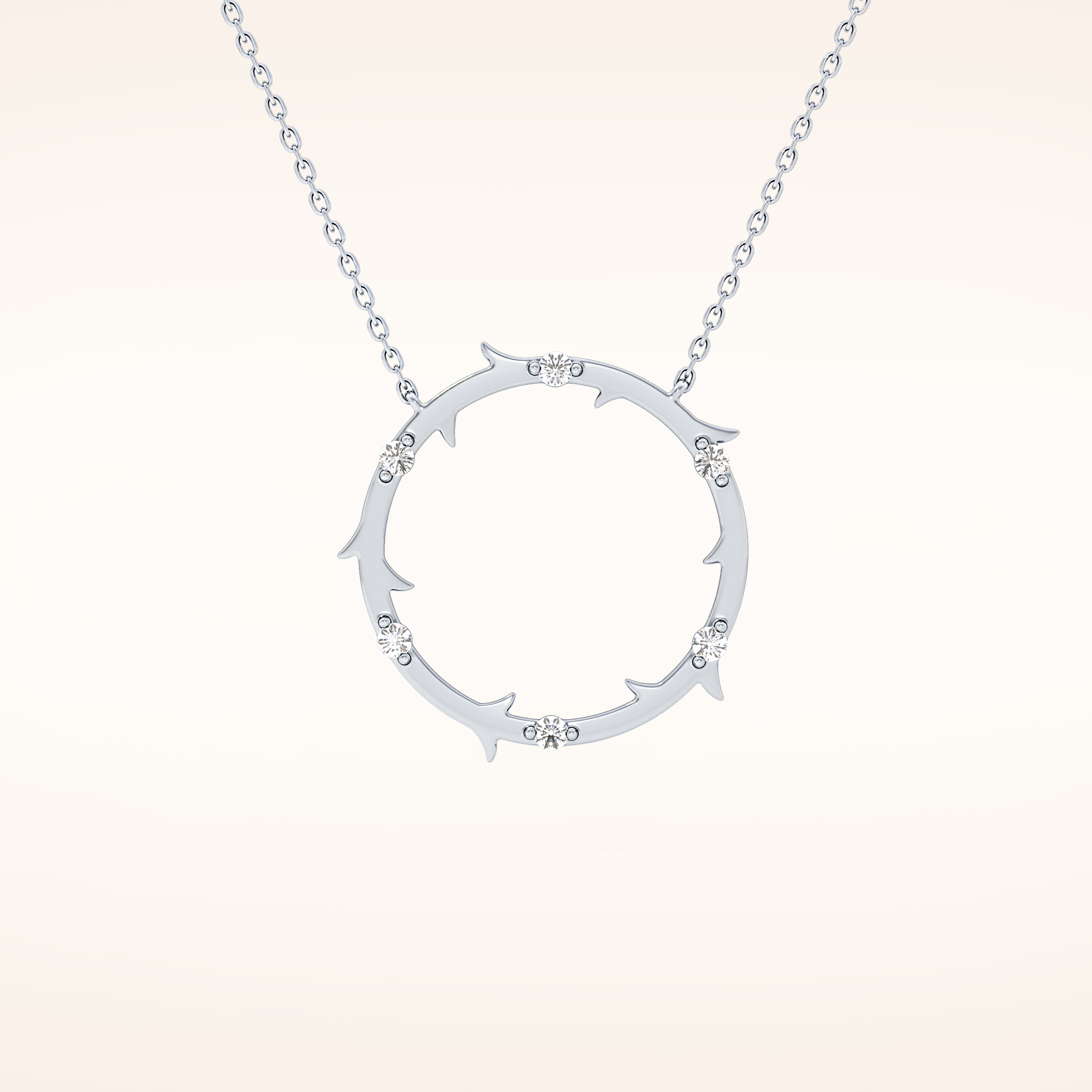 0.09 TCW Round Cut Moissanite Circle Necklace