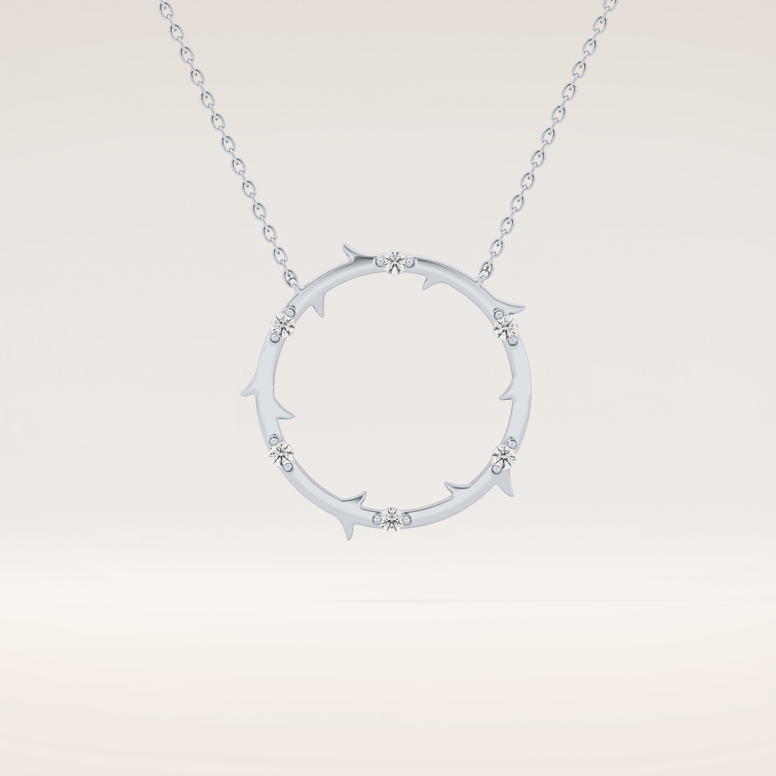 0.09 TCW Round Cut Moissanite Circle Necklace