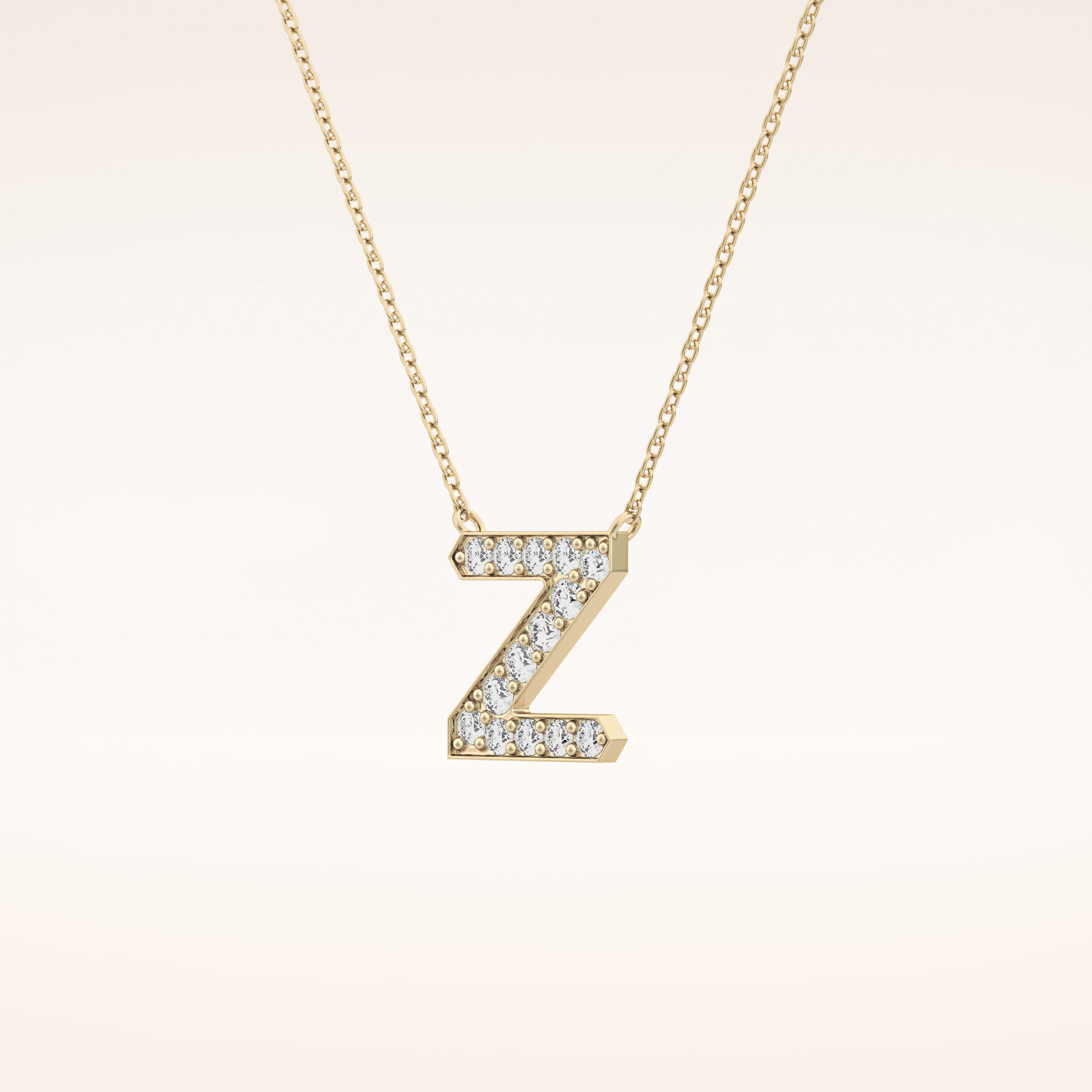 0.28 TCW Round Cut Moissanite Z Initial Pendant Necklace