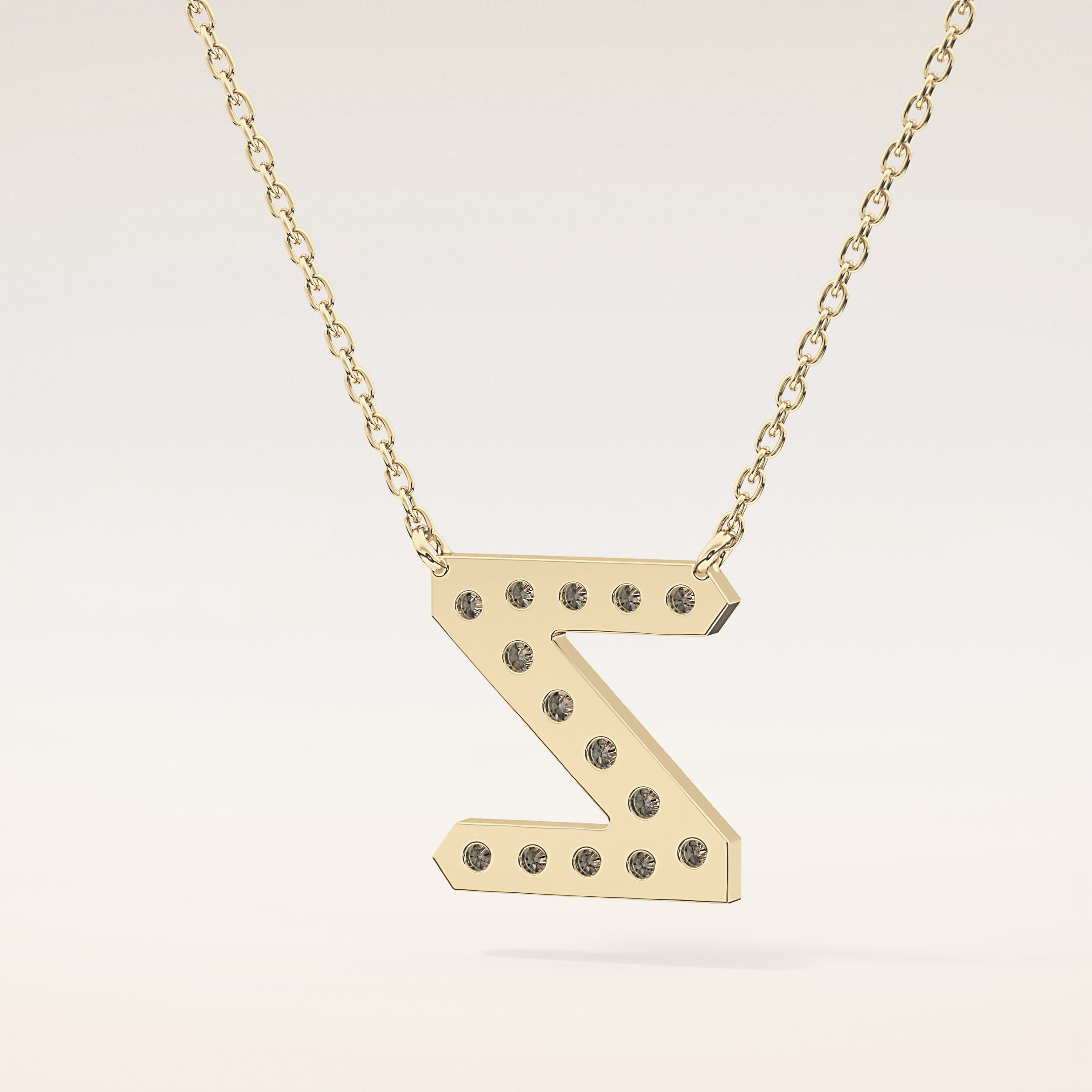 0.28 TCW Round Cut Moissanite Z Initial Pendant Necklace