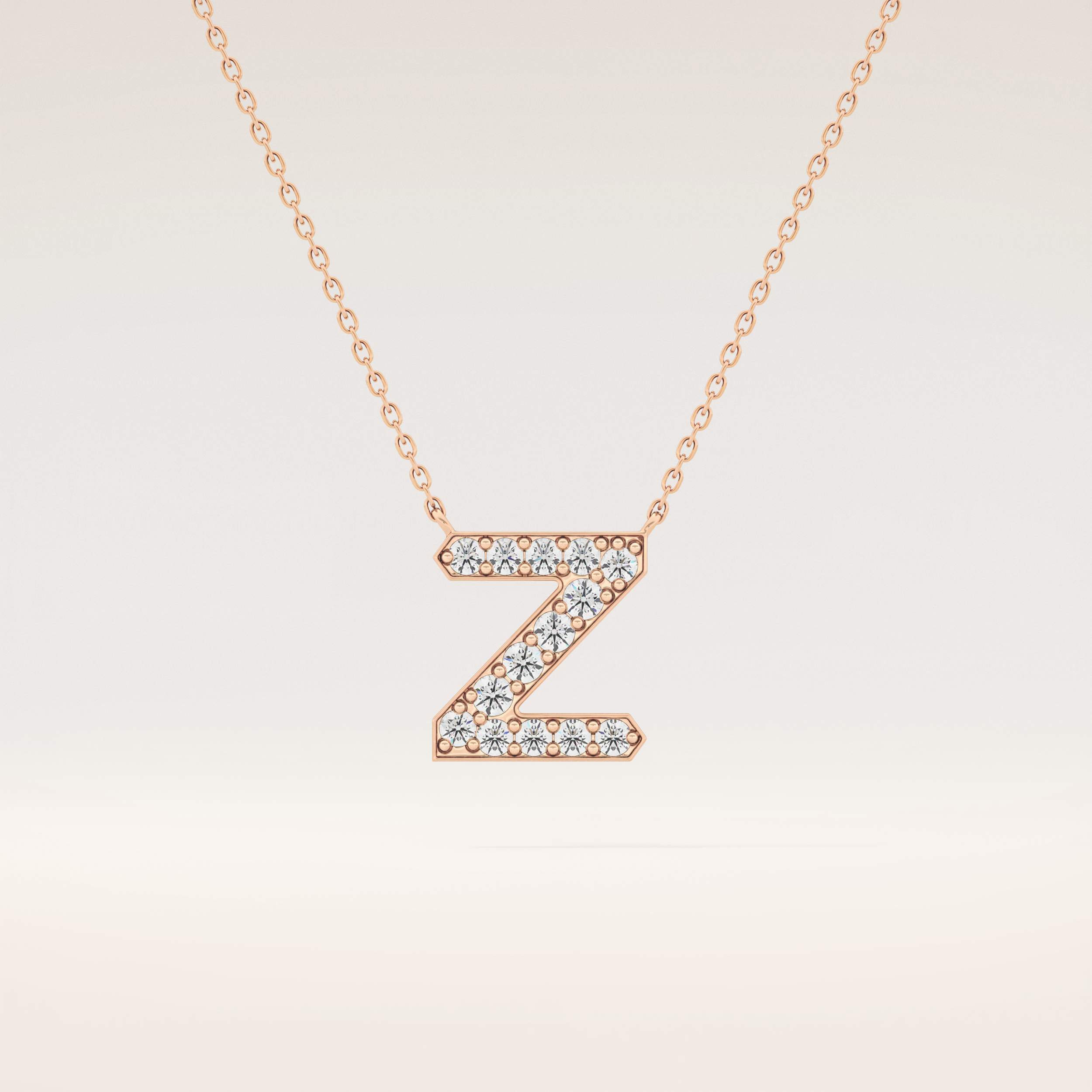 0.28 TCW Round Cut Moissanite Z Initial Pendant Necklace