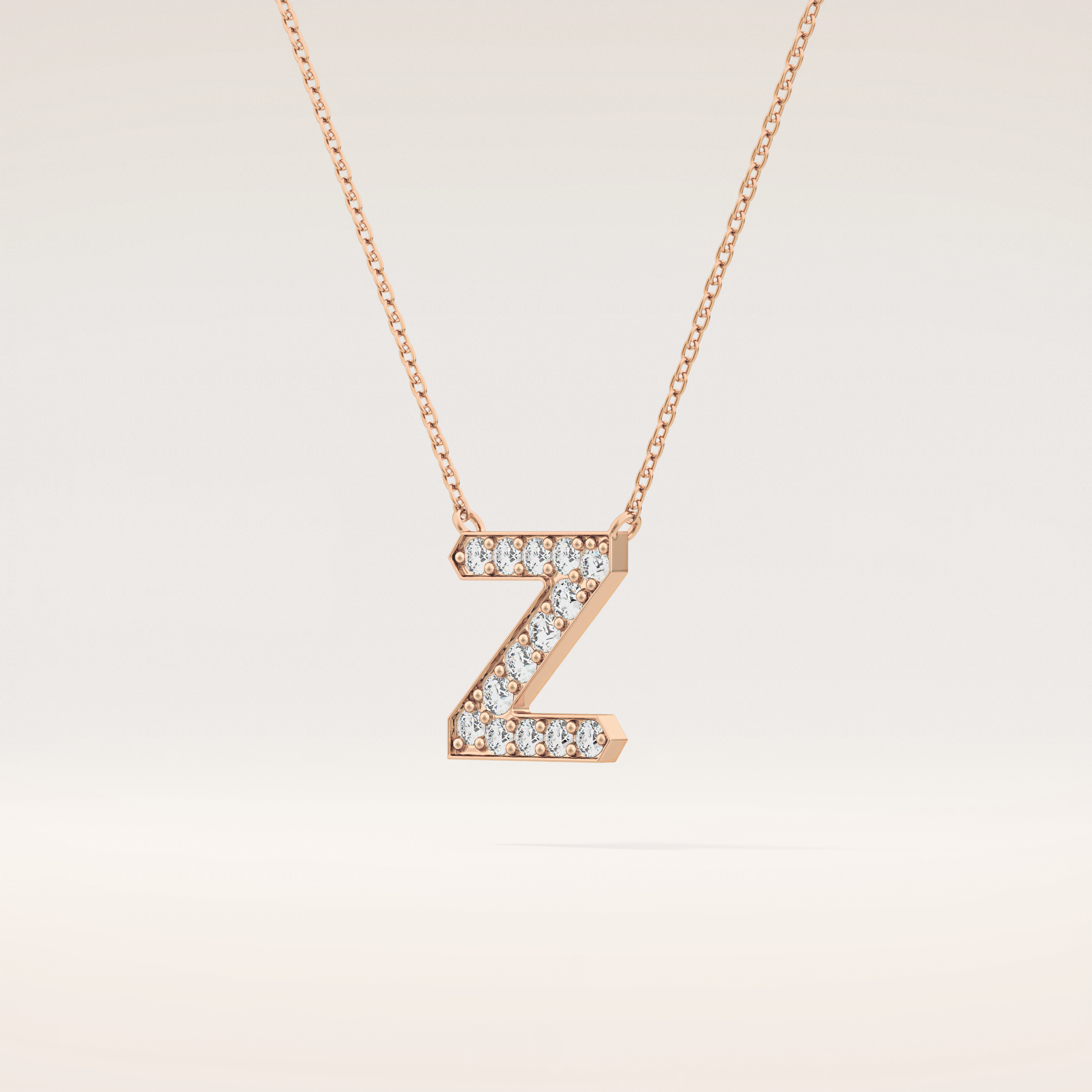 0.28 TCW Round Cut Moissanite Z Initial Pendant Necklace