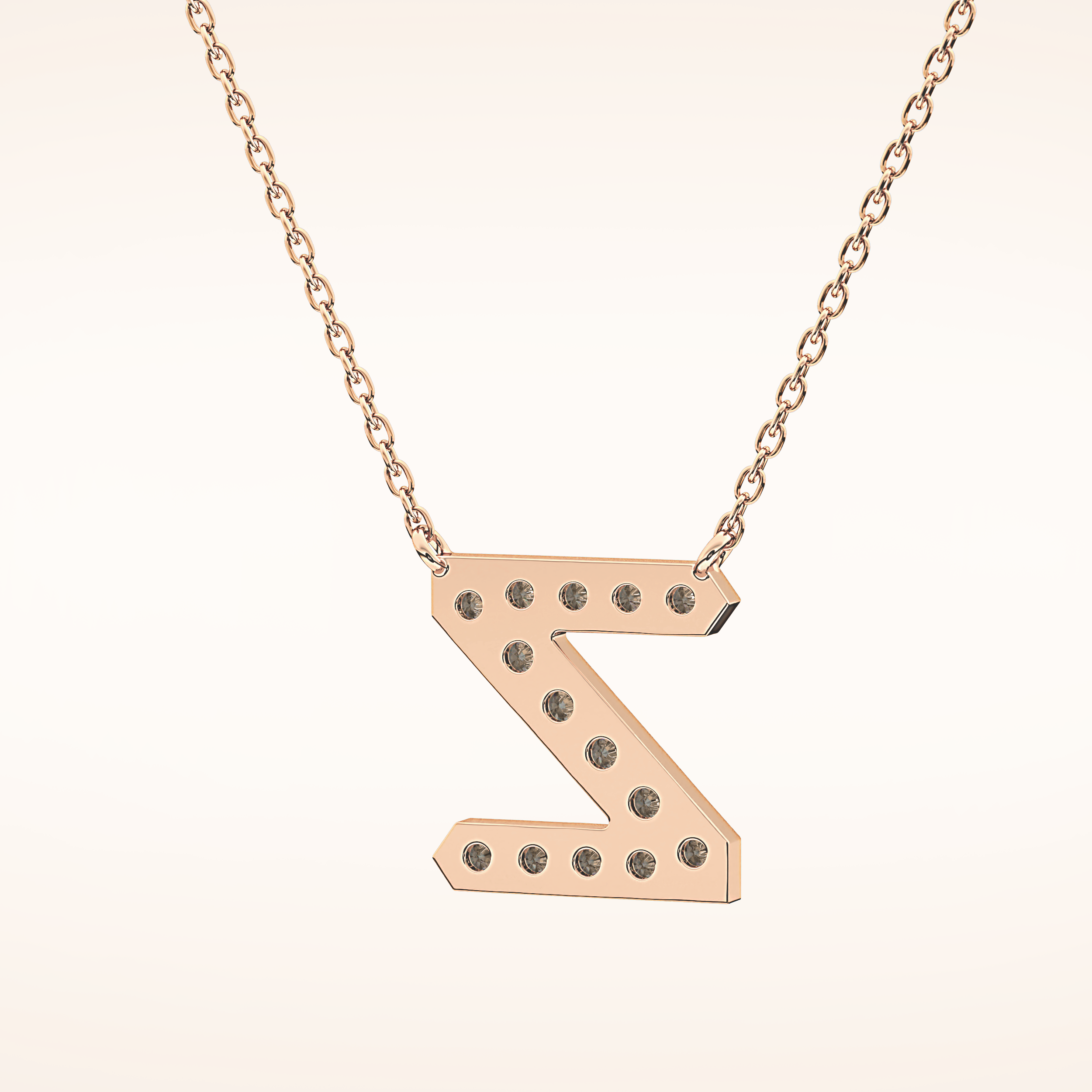 0.28 TCW Round Cut Moissanite Z Initial Pendant Necklace