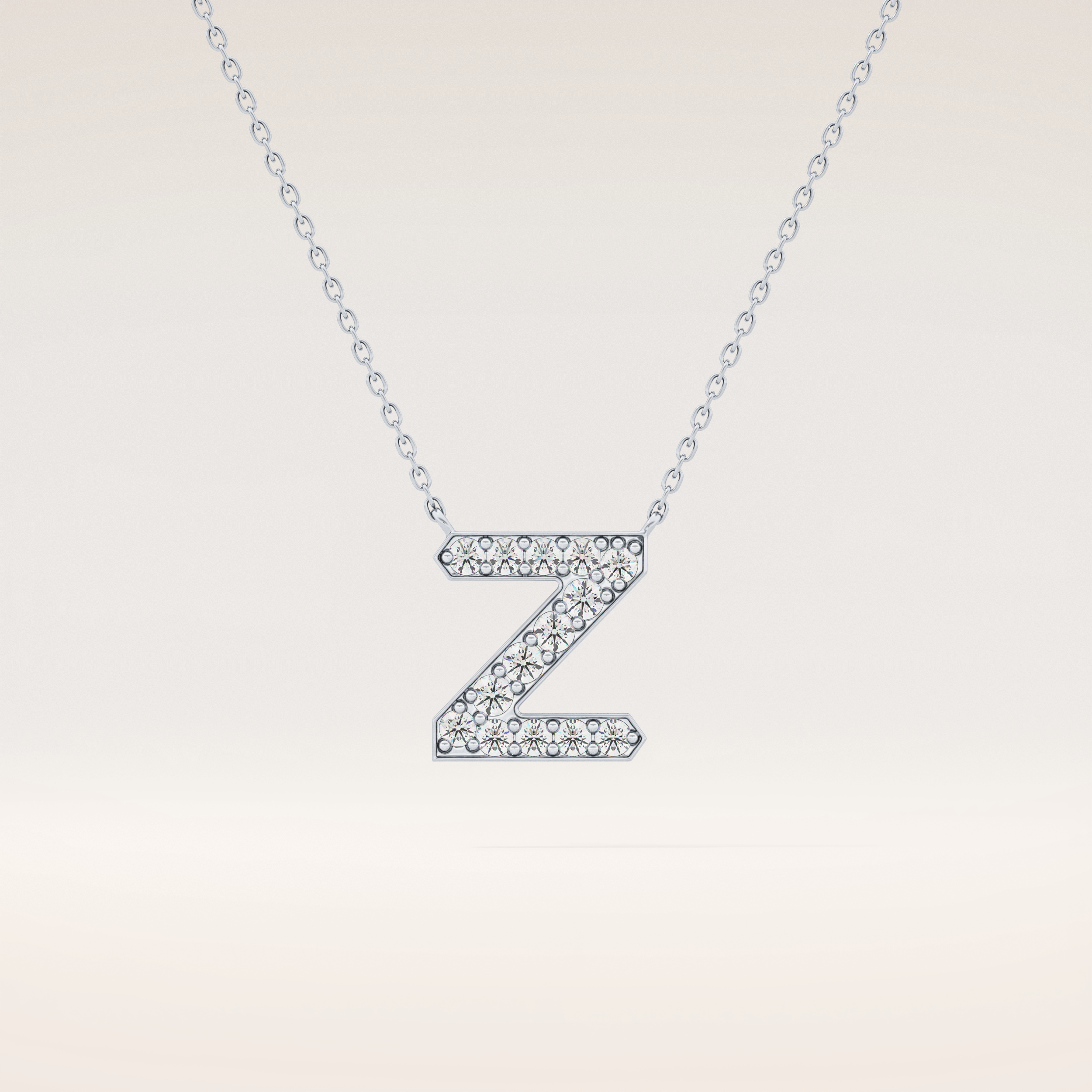 0.28 TCW Round Cut Moissanite Z Initial Pendant Necklace
