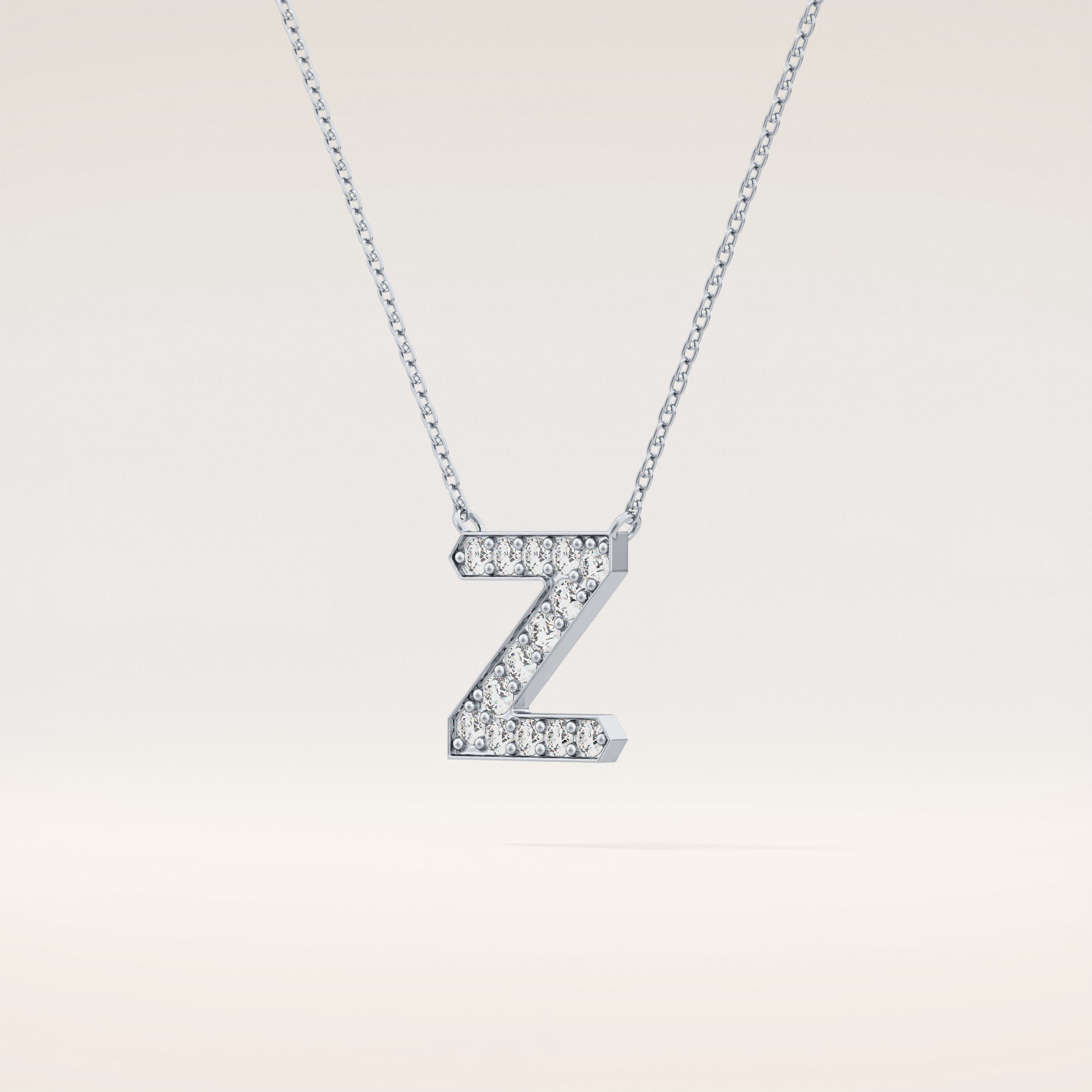0.28 TCW Round Cut Moissanite Z Initial Pendant Necklace