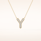 0.23 TCW Round Cut Moissanite Y Initial Pendant Necklace