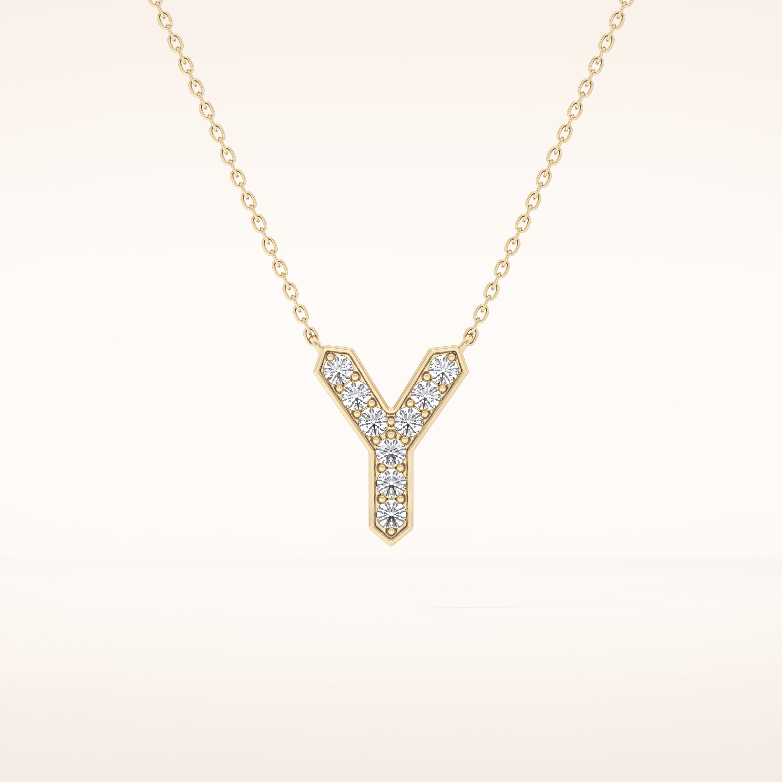 0.23 TCW Round Cut Moissanite Y Initial Pendant Necklace