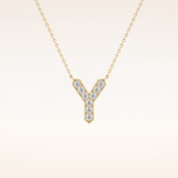 0.23 TCW Round Cut Moissanite Y Initial Pendant Necklace
