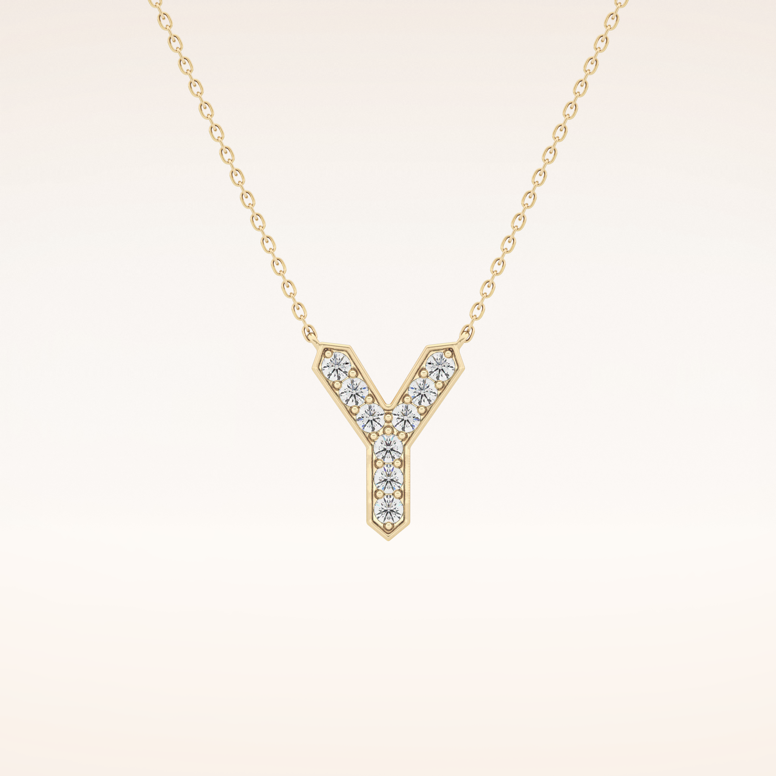 0.23 TCW Round Cut Moissanite Y Initial Pendant Necklace
