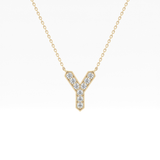 0.23 TCW Round Lab Grown Diamond Y Initial Pendant Necklace