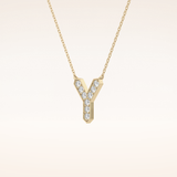 0.23 TCW Round Cut Moissanite Y Initial Pendant Necklace
