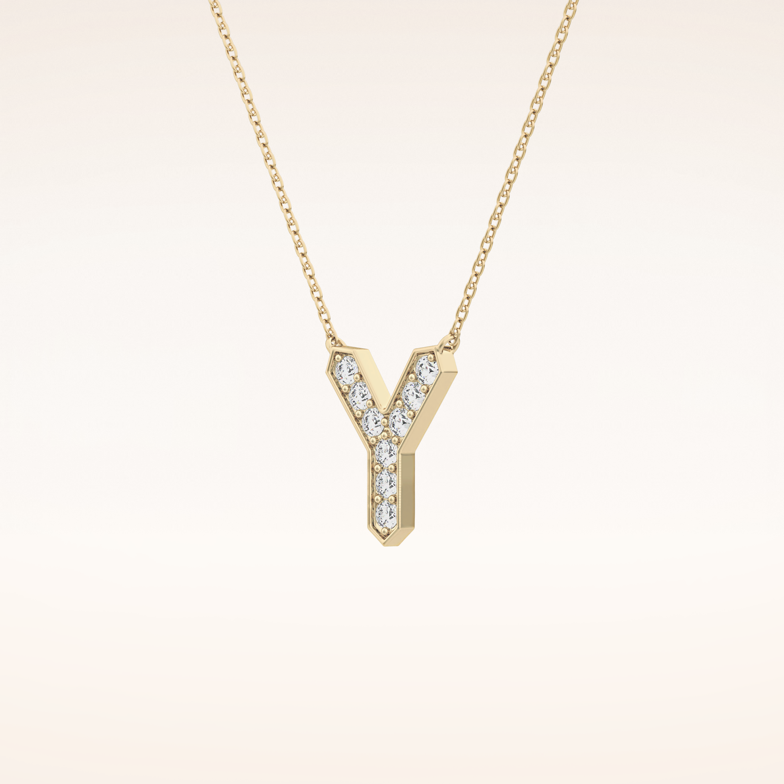 0.23 TCW Round Cut Moissanite Y Initial Pendant Necklace