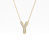 0.23 TCW Round Lab Grown Diamond Y Initial Pendant Necklace