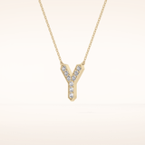 0.23 TCW Round Cut Moissanite Y Initial Pendant Necklace