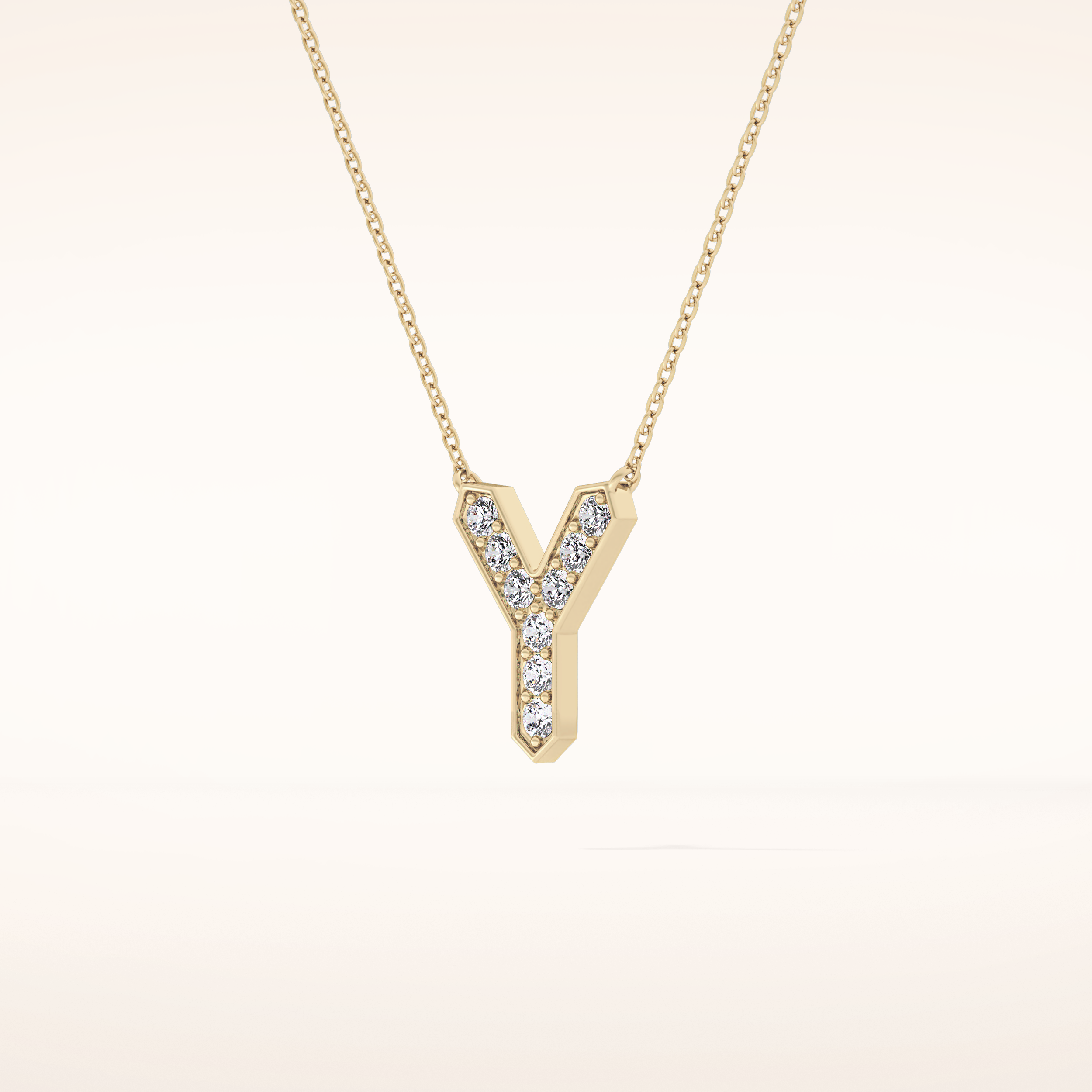 0.23 TCW Round Cut Moissanite Y Initial Pendant Necklace