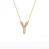 0.23 TCW Round Lab Grown Diamond Y Initial Pendant Necklace