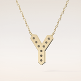 0.23 TCW Round Cut Moissanite Y Initial Pendant Necklace