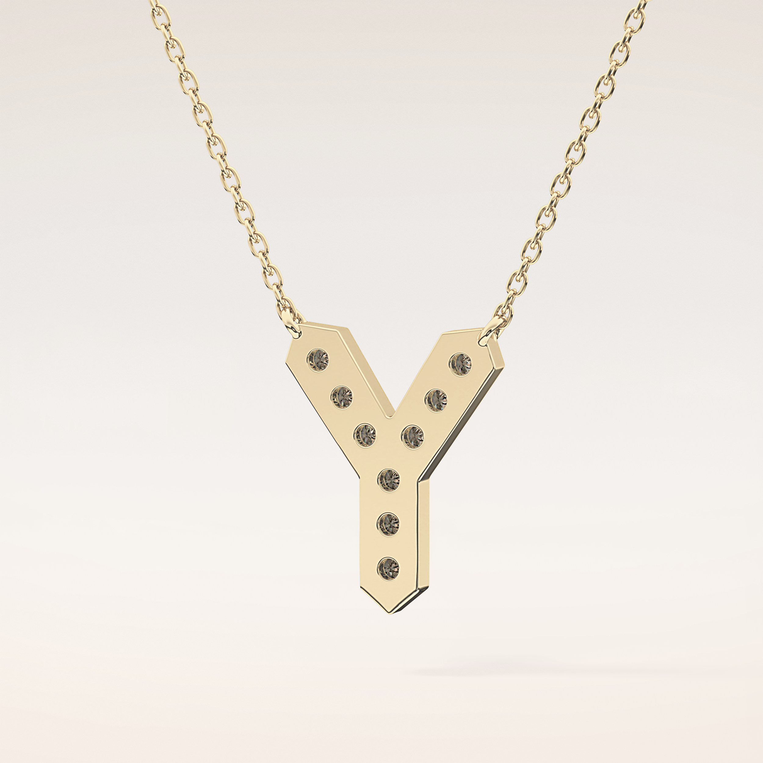 0.23 TCW Round Cut Moissanite Y Initial Pendant Necklace