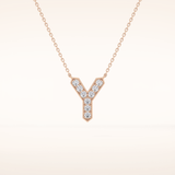 0.23 TCW Round Cut Moissanite Y Initial Pendant Necklace