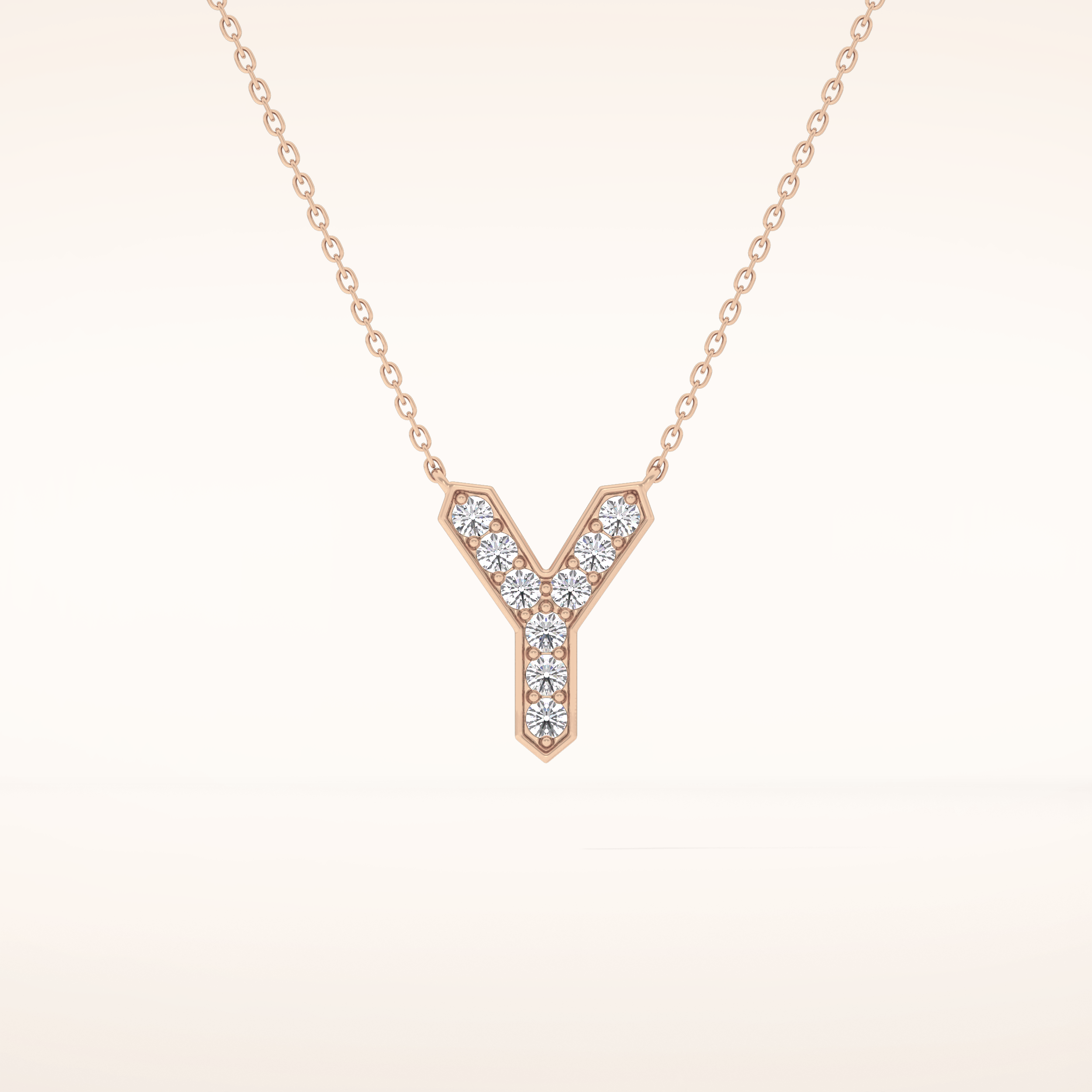 0.23 TCW Round Cut Moissanite Y Initial Pendant Necklace