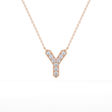 0.23 TCW Round Lab Grown Diamond Y Initial Pendant Necklace