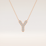0.23 TCW Round Cut Moissanite Y Initial Pendant Necklace
