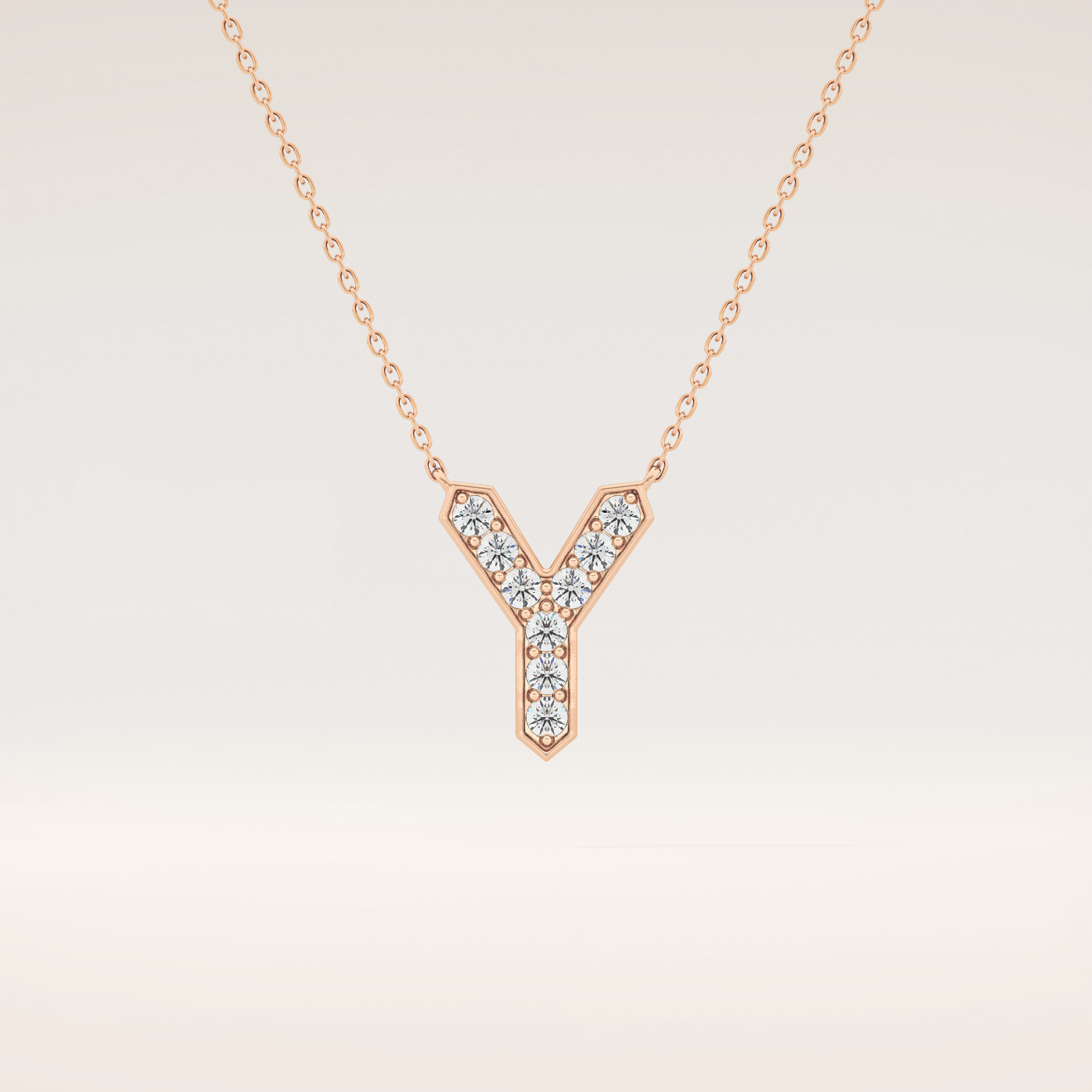 0.23 TCW Round Cut Moissanite Y Initial Pendant Necklace