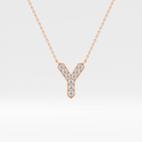 0.23 TCW Round Lab Grown Diamond Y Initial Pendant Necklace