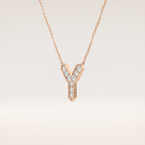 0.23 TCW Round Cut Moissanite Y Initial Pendant Necklace