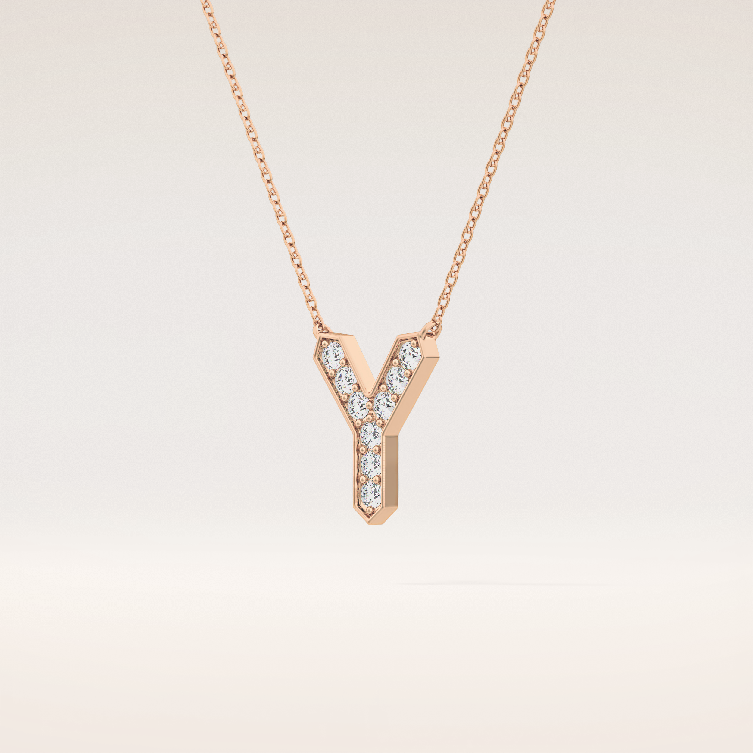 0.23 TCW Round Cut Moissanite Y Initial Pendant Necklace
