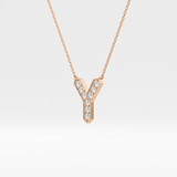 0.23 TCW Round Lab Grown Diamond Y Initial Pendant Necklace