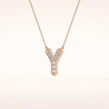 0.23 TCW Round Cut Moissanite Y Initial Pendant Necklace