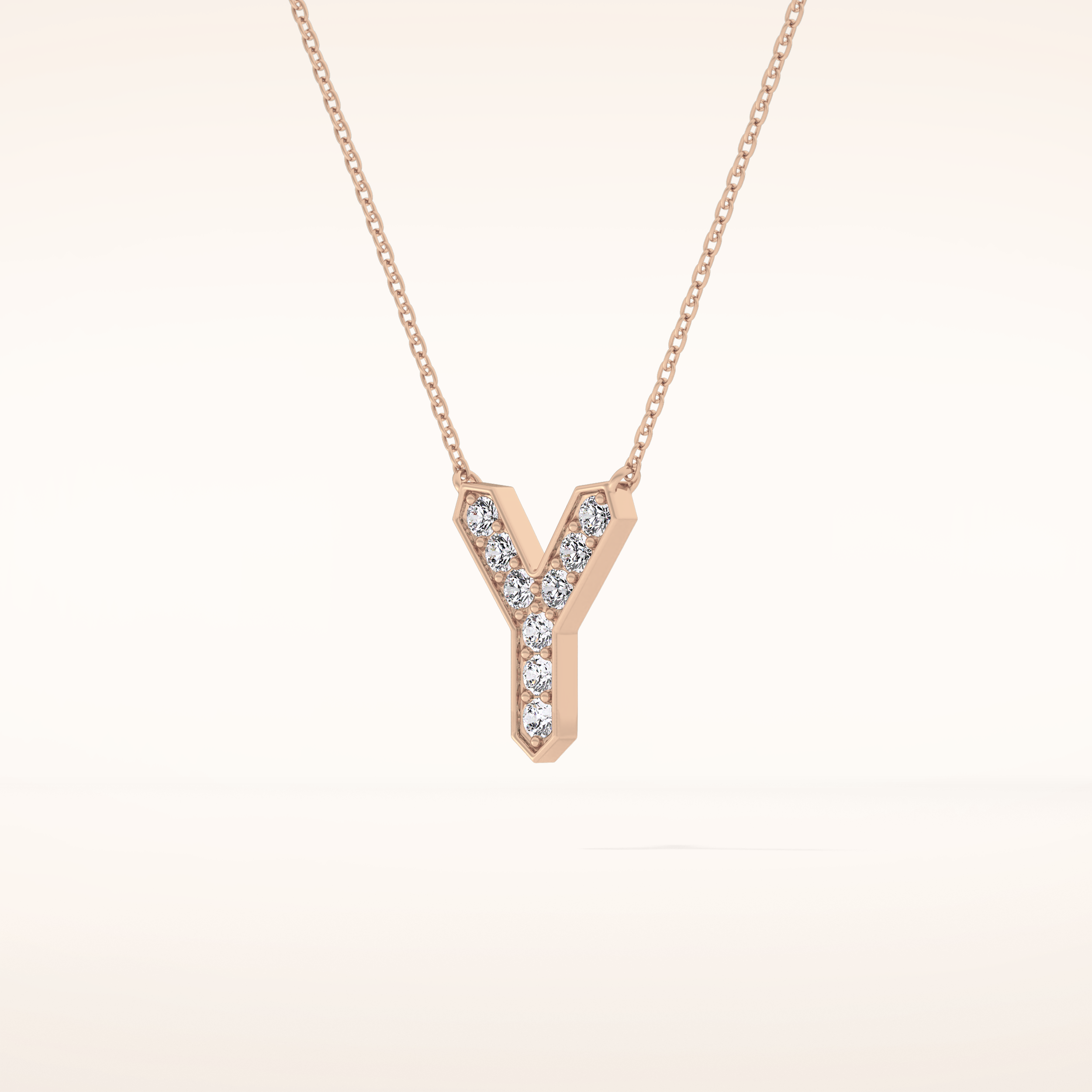 0.23 TCW Round Cut Moissanite Y Initial Pendant Necklace