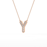 0.23 TCW Round Lab Grown Diamond Y Initial Pendant Necklace